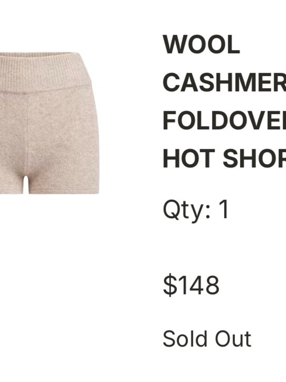 SKIMS Wool-Cashmere High Waist Foldover Shorts - Beige